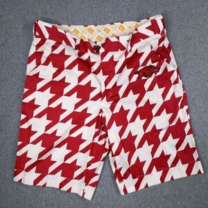 LoudMouth Shorts Mens 32 Arkansas Razorbacks Red Houndstooth Wooo Pig Sooie Golf